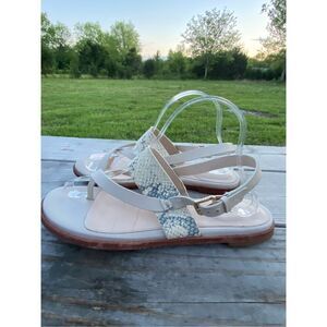 Cole Haan Mandy thong sandals off white and snake print